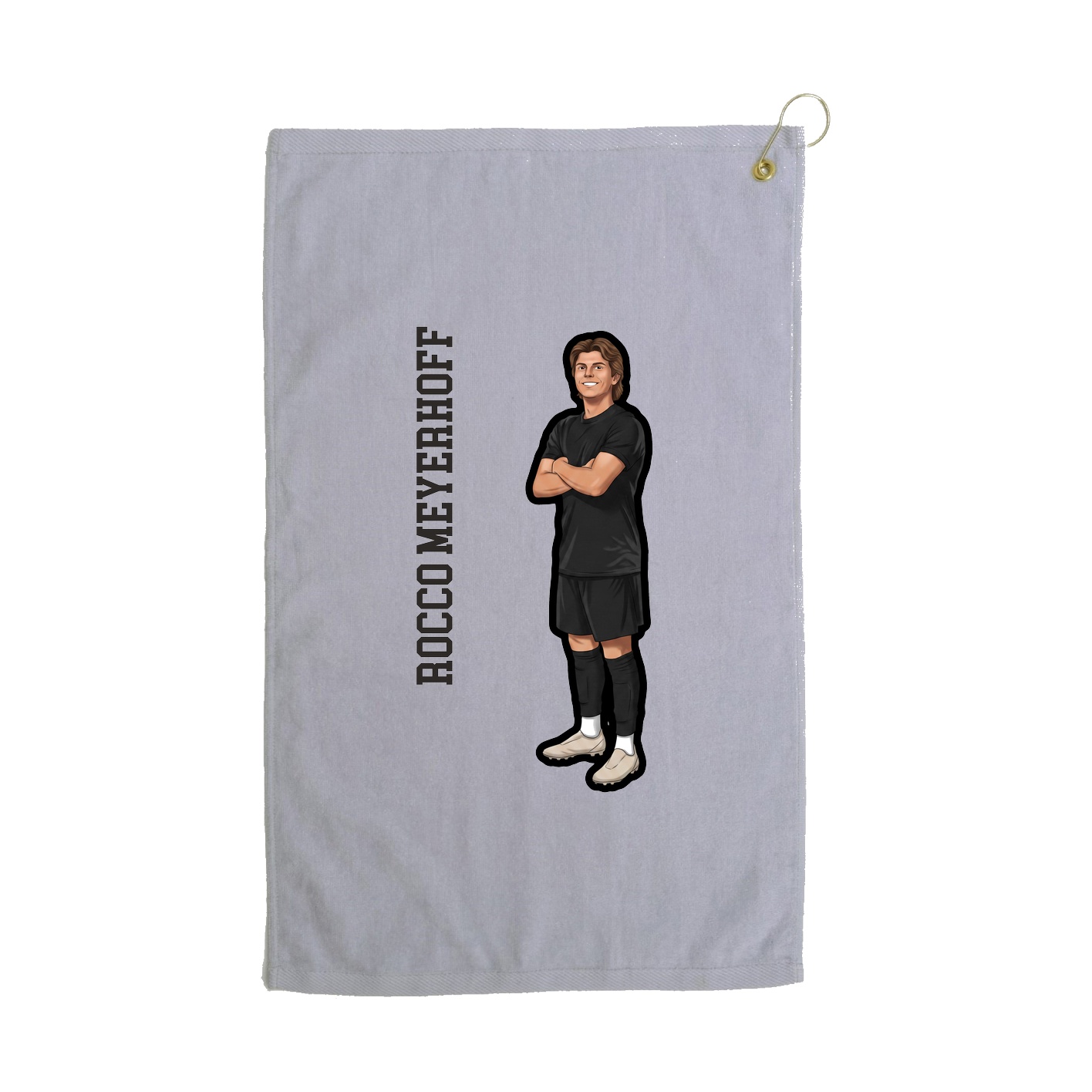 Golf Towel — Name Vertical in Grey