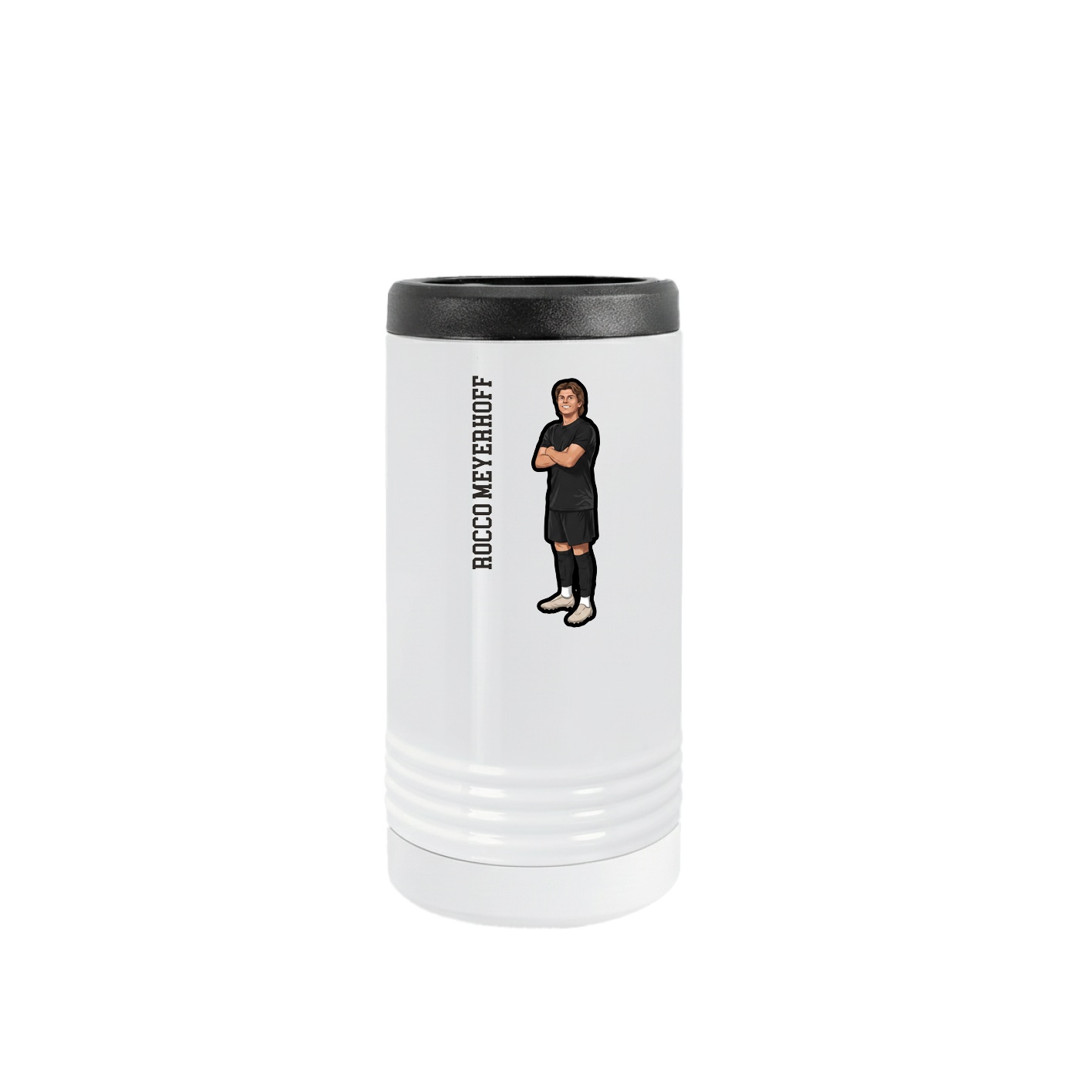 Slim Beverage Holder — Name Vertical in White