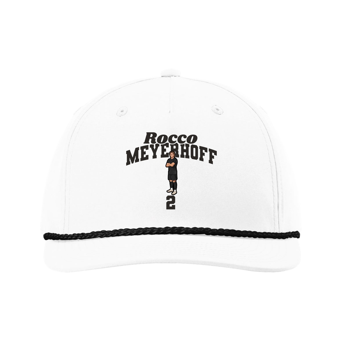 Five-Panel Classic Rope Cap — Signature Arch in White