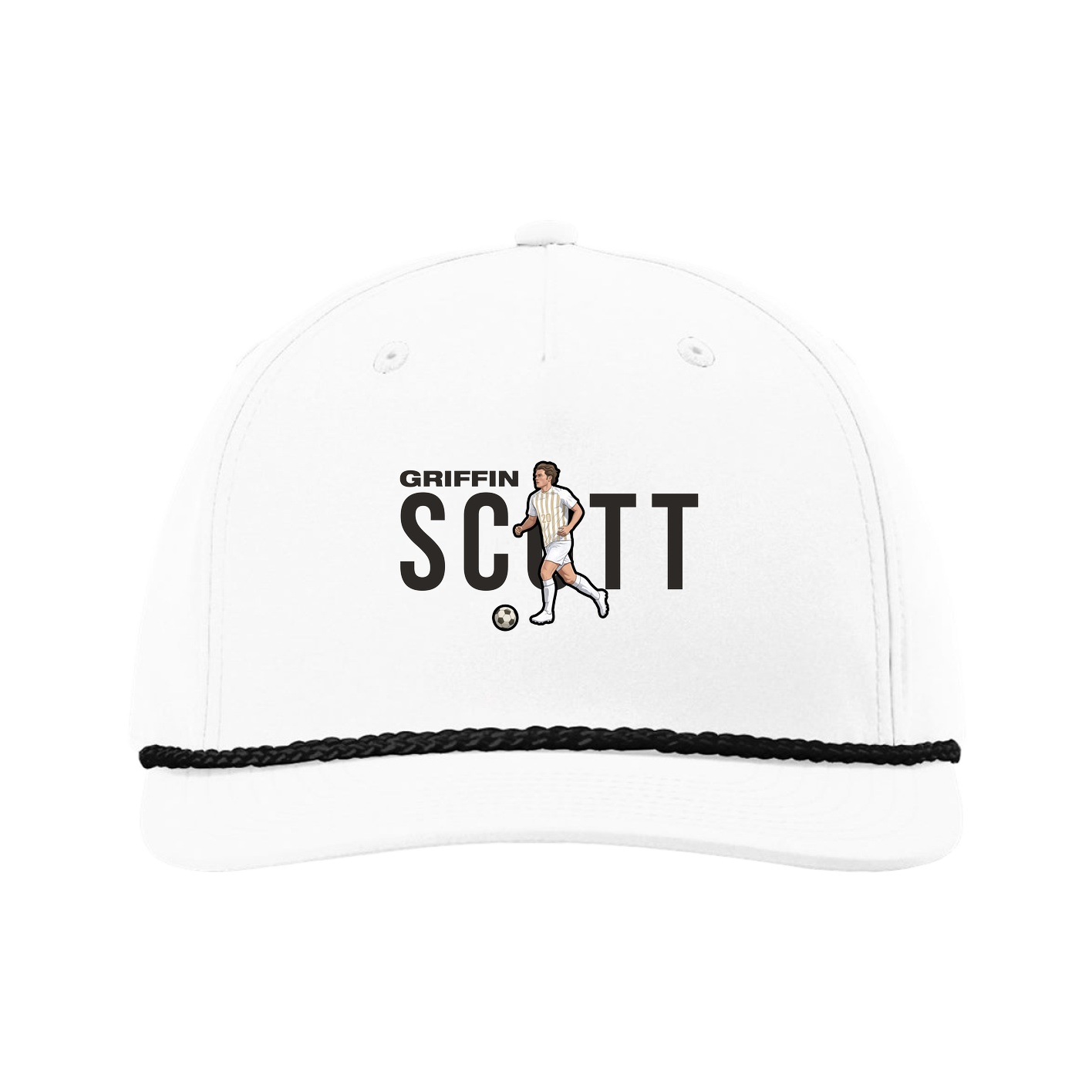 Five-Panel Classic Rope Cap — Player Name in White