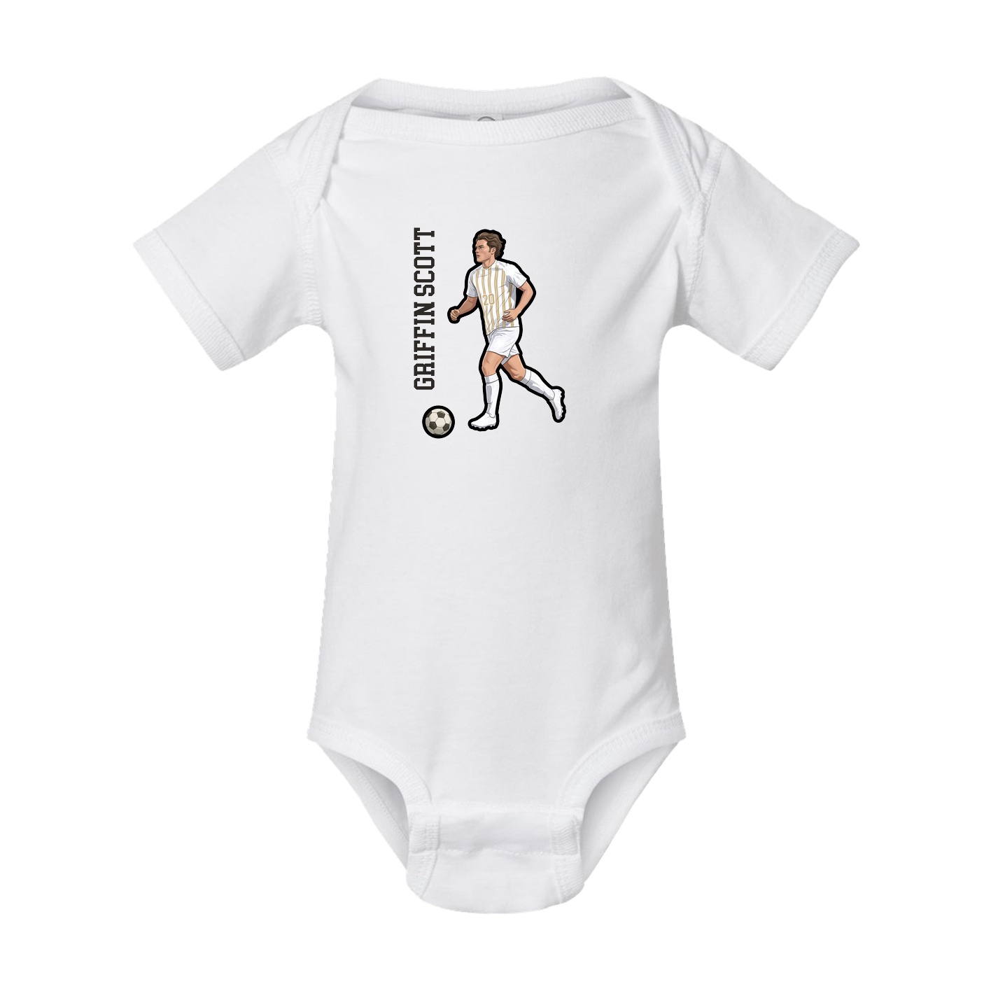 Baby Onesie — Name Vertical in White