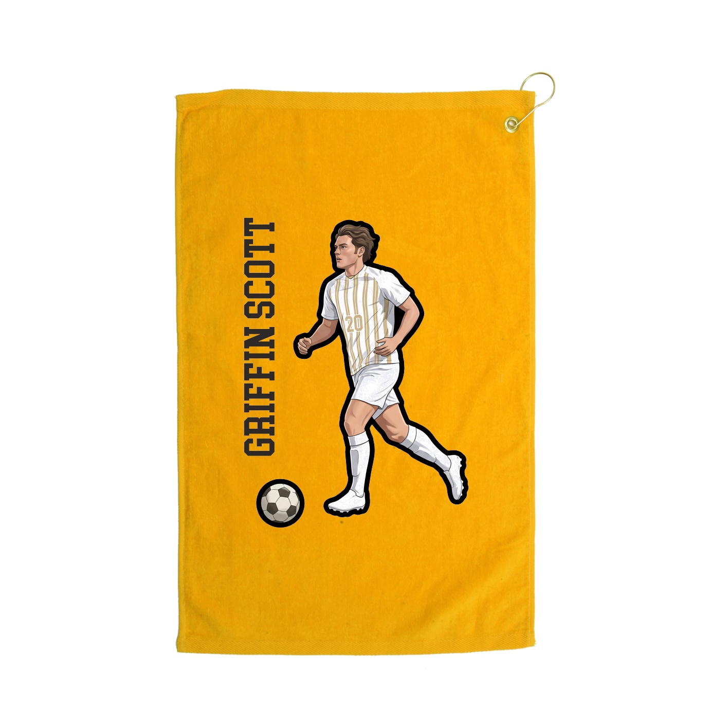 Golf Towel — Name Vertical in Gold