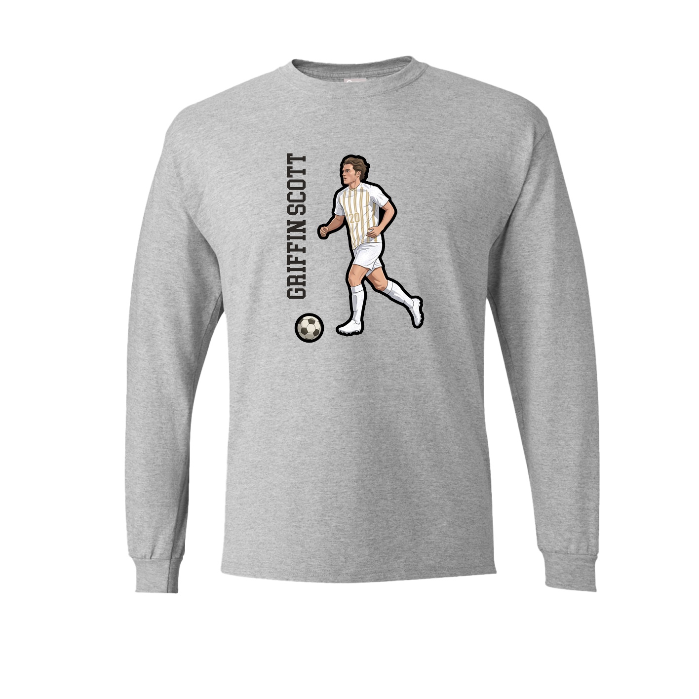 Long Sleeve Tee — Name Vertical in Grey