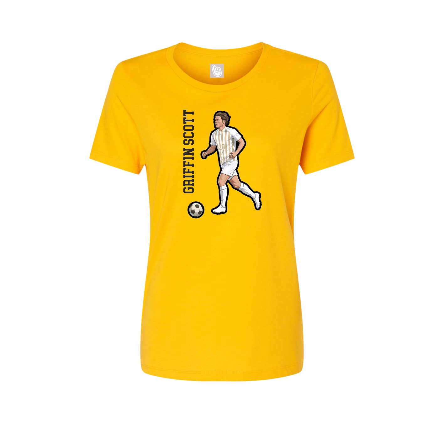 Fitted Women's Tee — Name Vertical in Gold