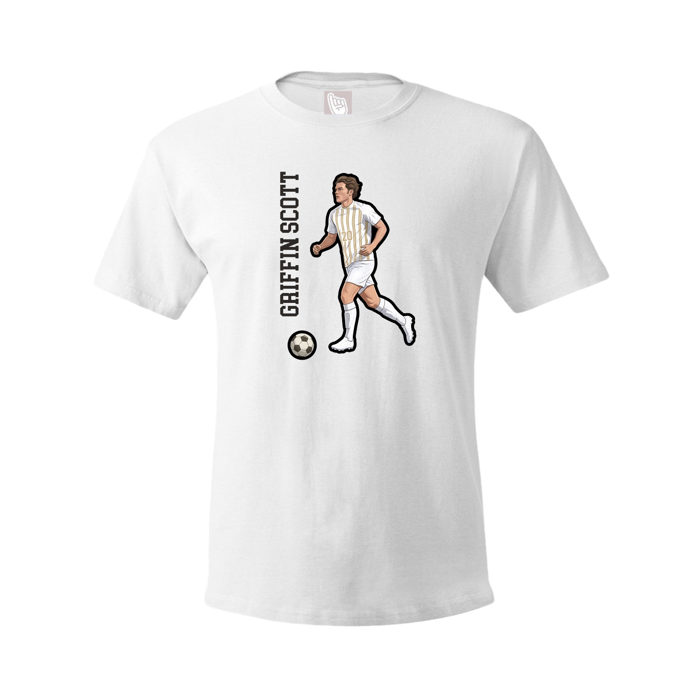 Youth Tee — Name Vertical in White