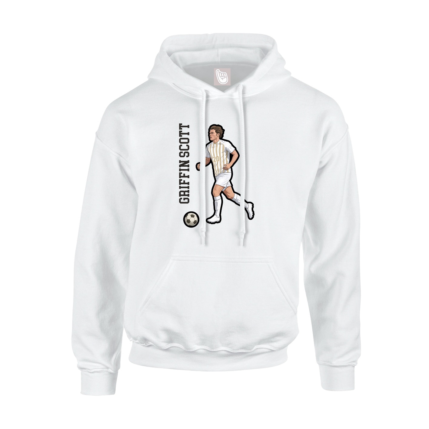 Youth Hoodie — Name Vertical in White