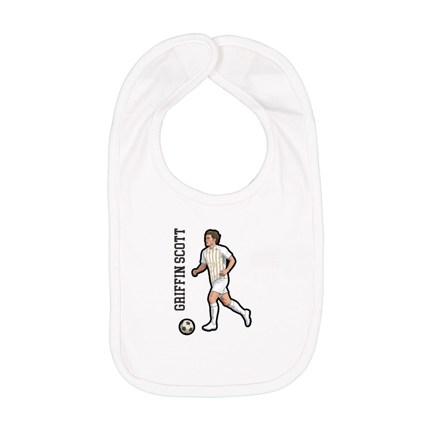 Infant Bib — Name Vertical in White