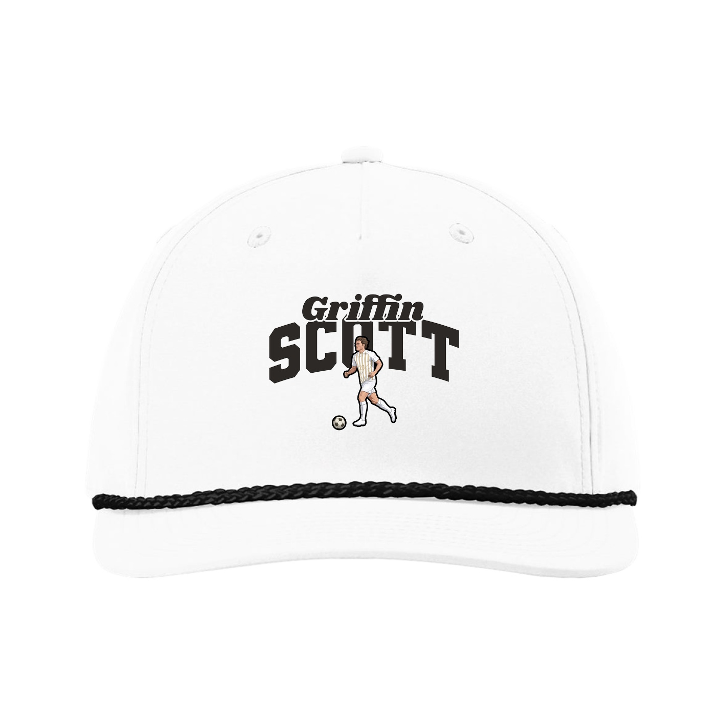Five-Panel Classic Rope Cap — Signature Arch in White
