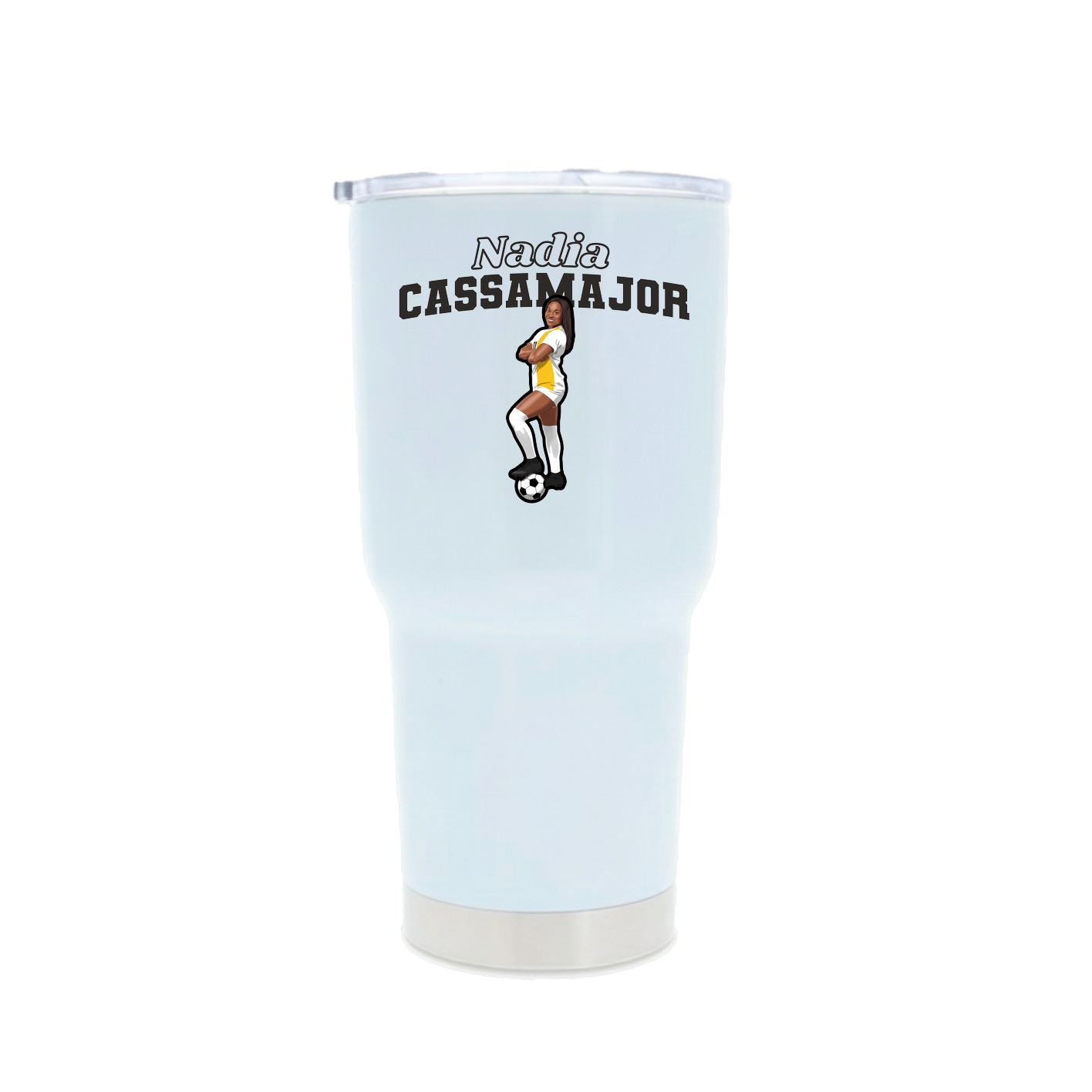 30oz Stainless Steel Tumbler — Name Arch in White