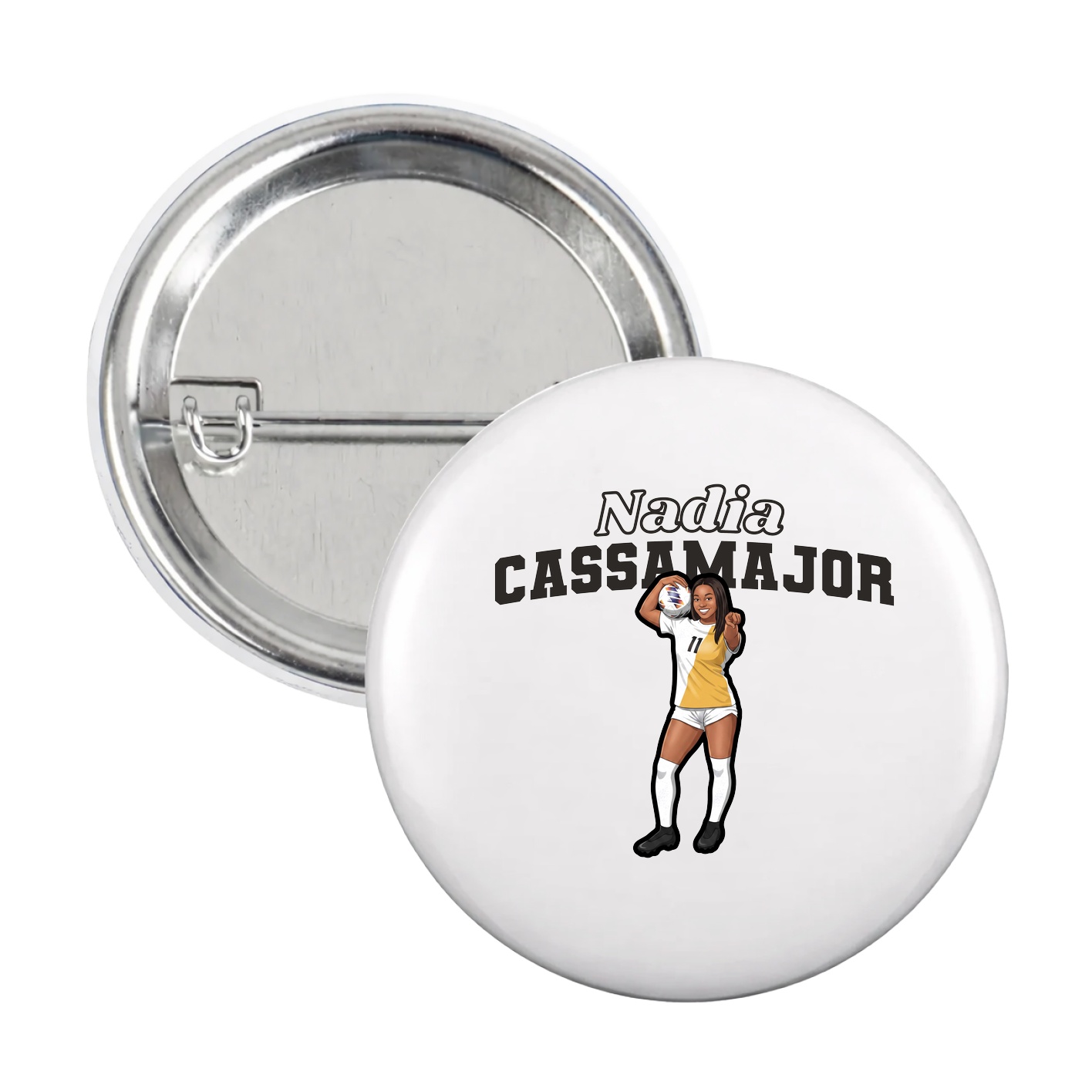 Game Day Button — Name Arch in White