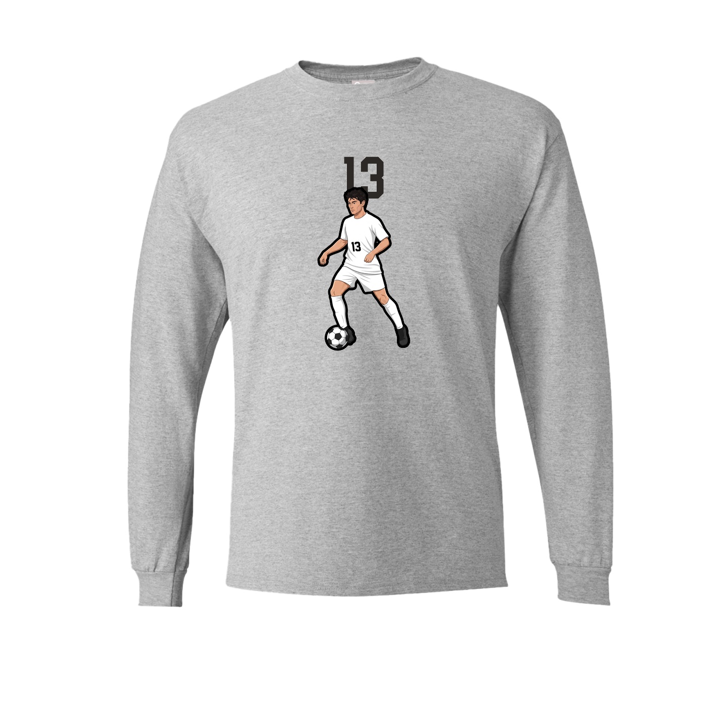 Long Sleeve Tee — Number Top in Grey
