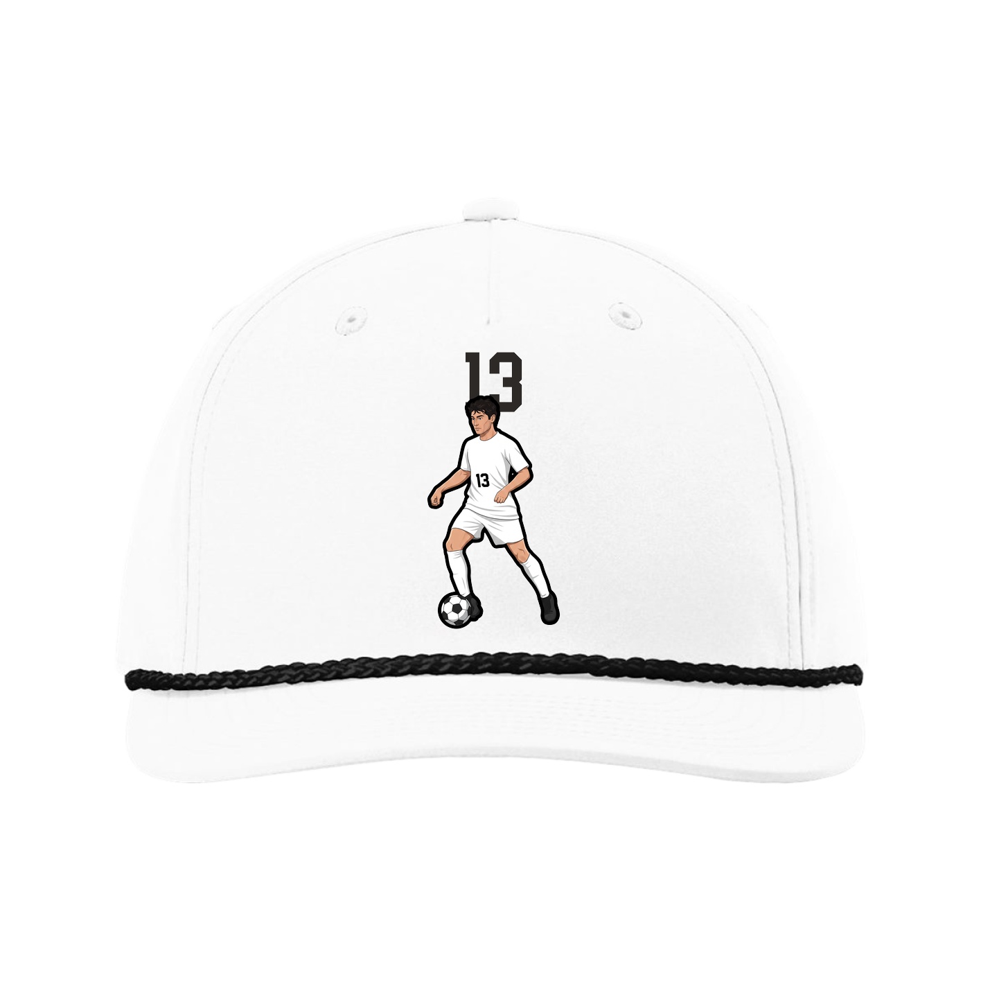 Five-Panel Classic Rope Cap — Number Top in White