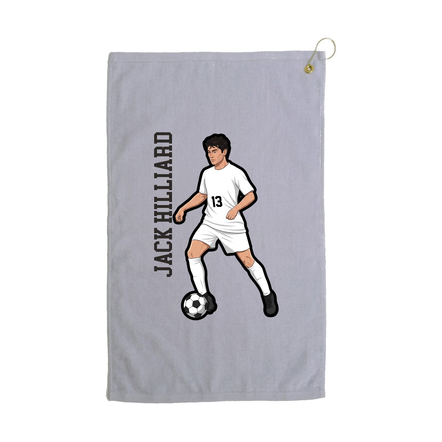 Golf Towel — Name Vertical in Grey