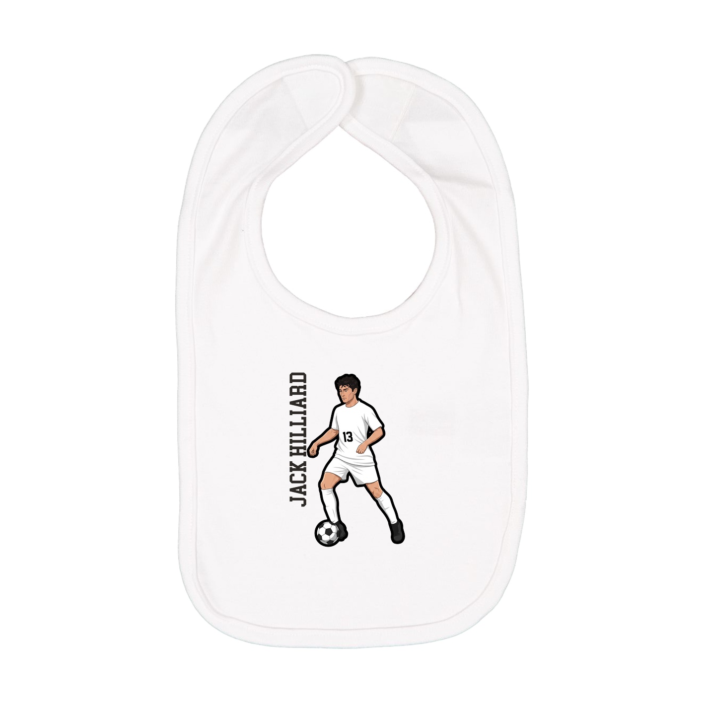Infant Bib — Name Vertical in White