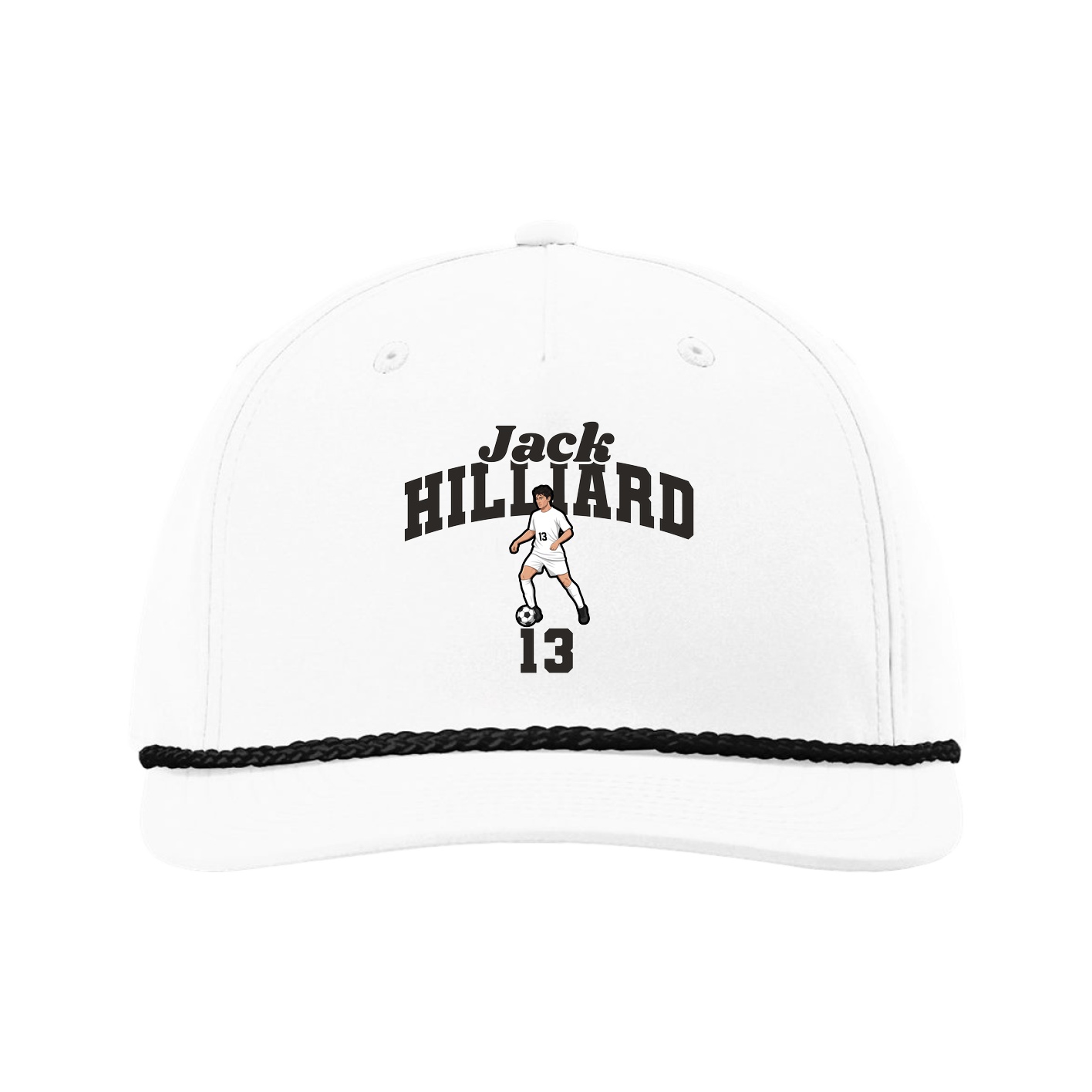 Five-Panel Classic Rope Cap — Signature Arch in White