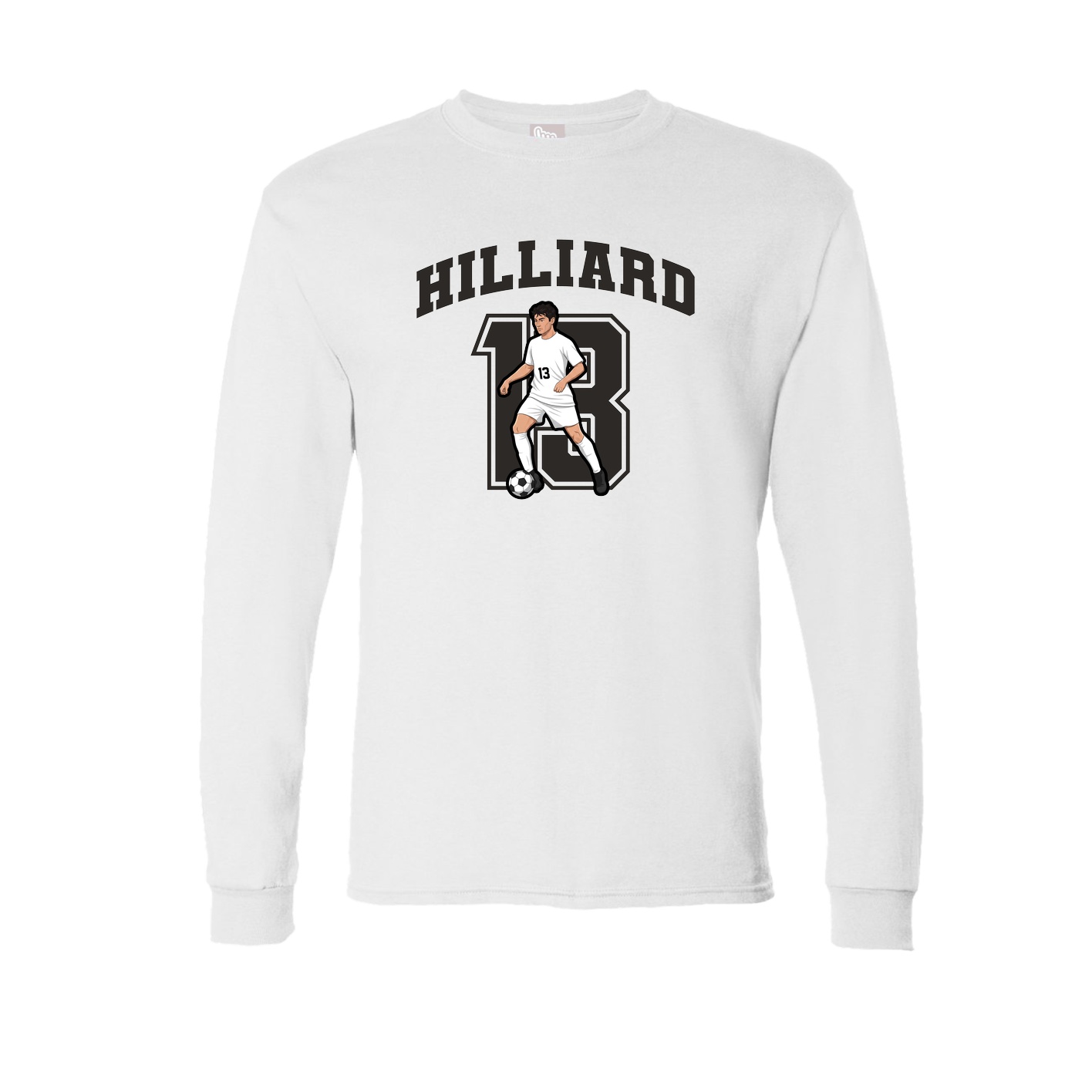 Long Sleeve Tee — Number in White