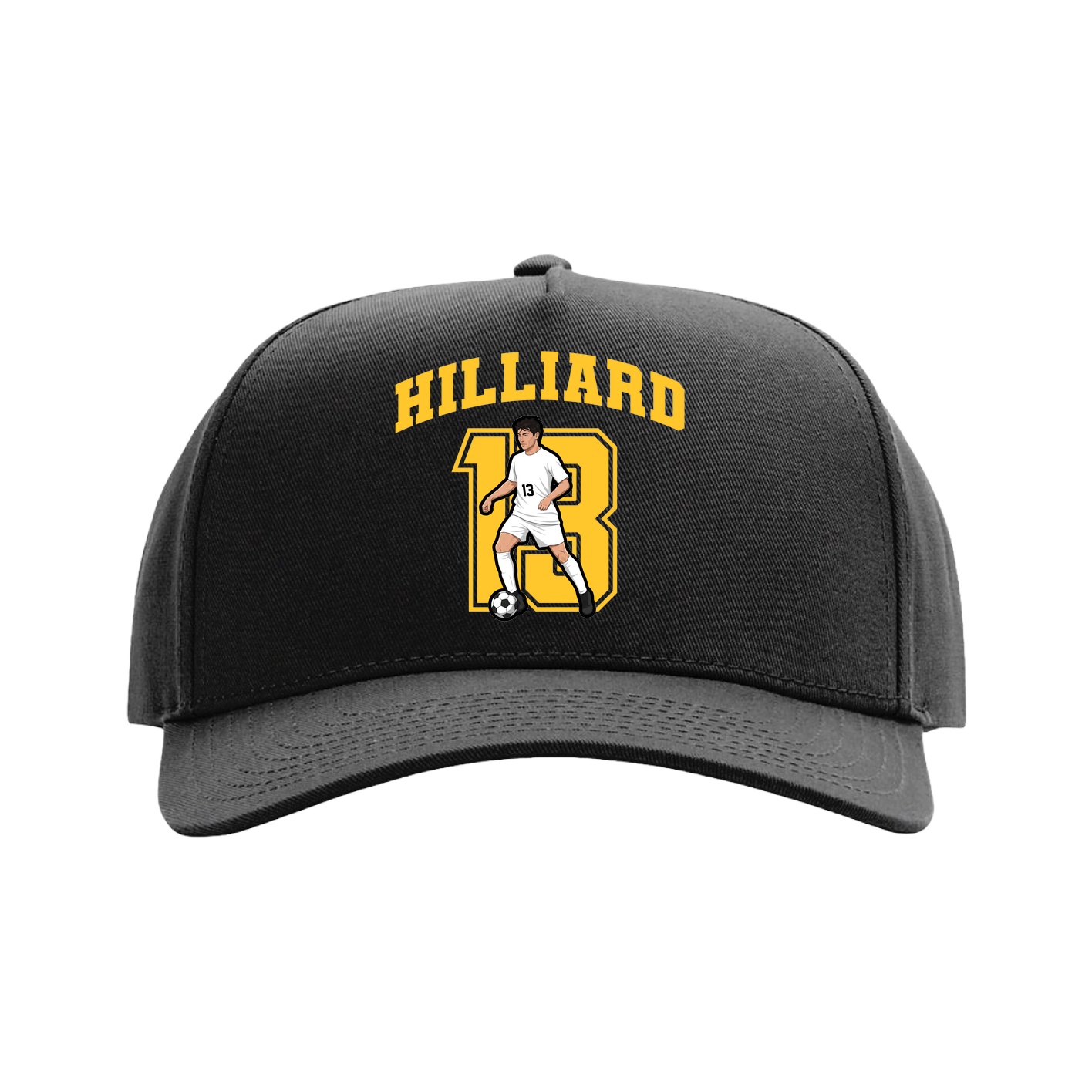 Full Fabric Five-Panel Champ Cap — Number in Black
