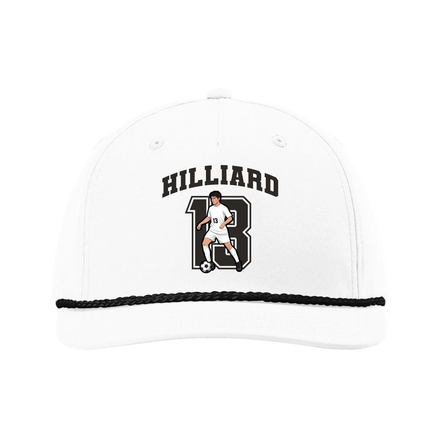 Five-Panel Classic Rope Cap — Number in White
