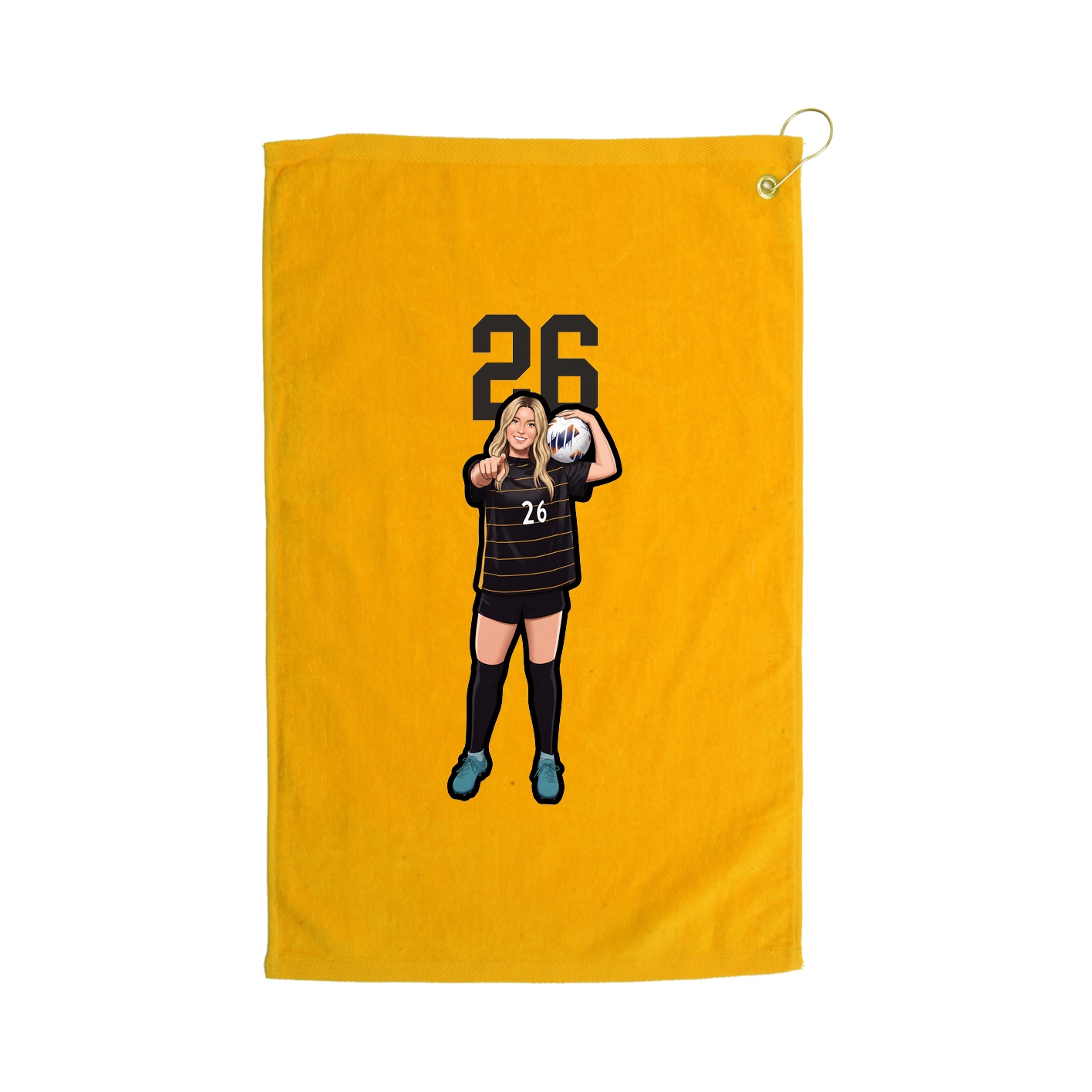 Golf Towel — Number Top in Gold