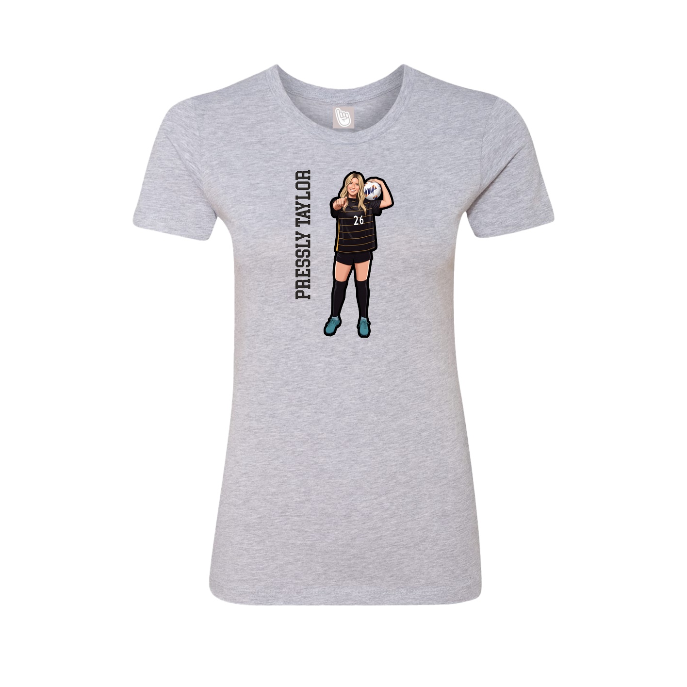 Fitted Women's Tee — Name Vertical in Grey