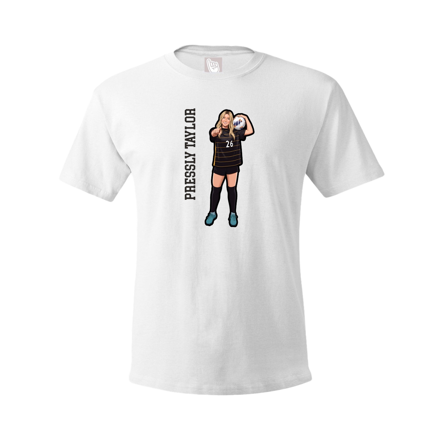 Youth Tee — Name Vertical in White