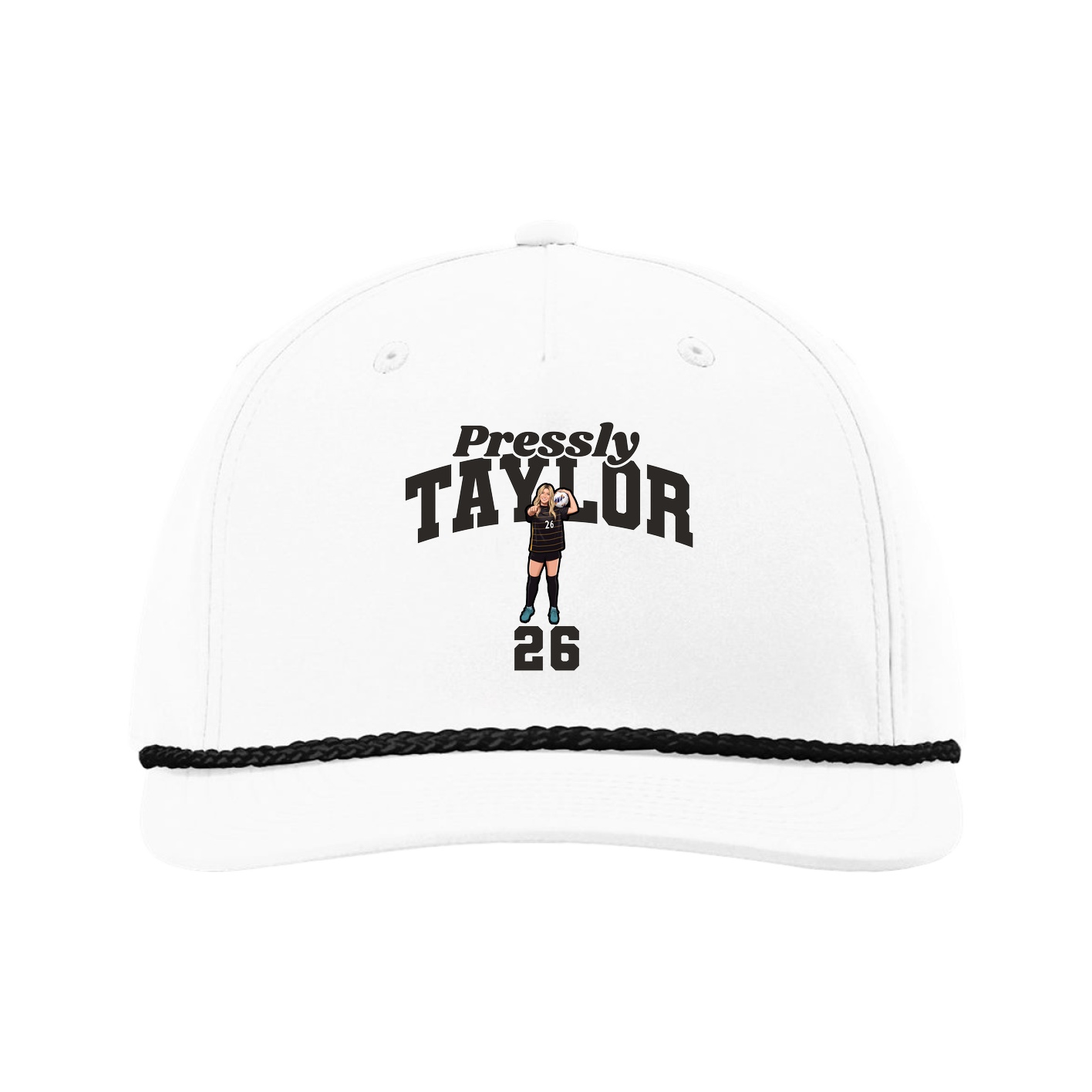 Five-Panel Classic Rope Cap — Signature Arch in White
