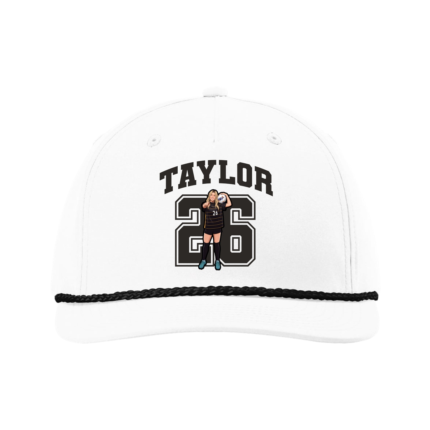 Five-Panel Classic Rope Cap — Number in White