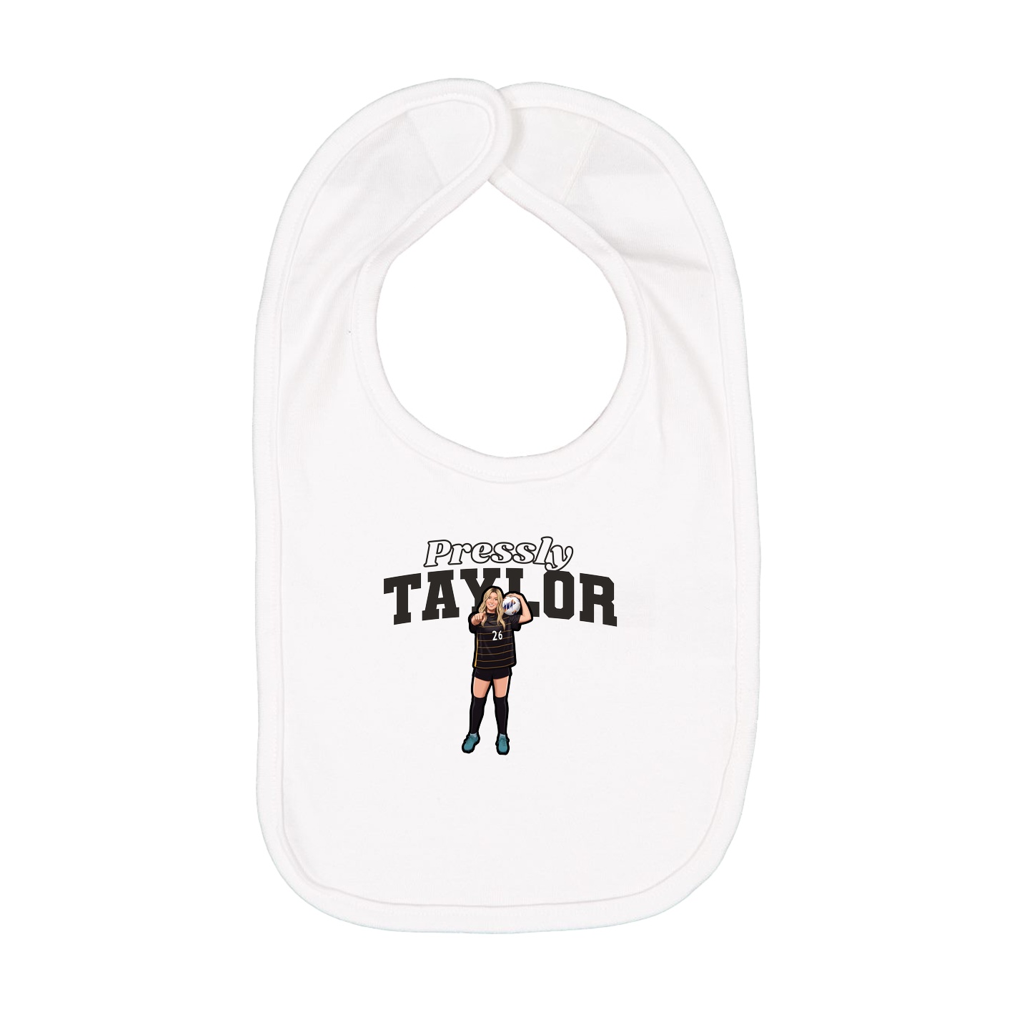 Infant Bib — Name Arch in White