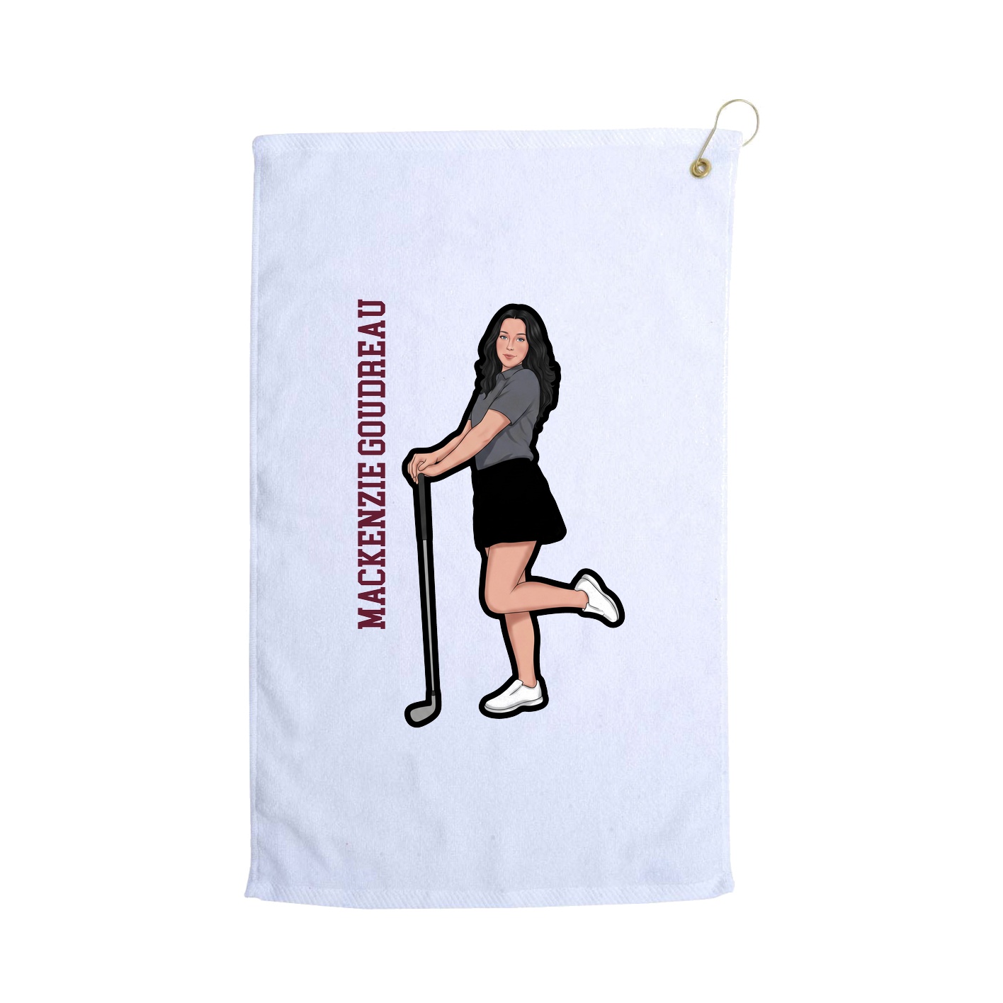 Golf Towel — Name Vertical in White
