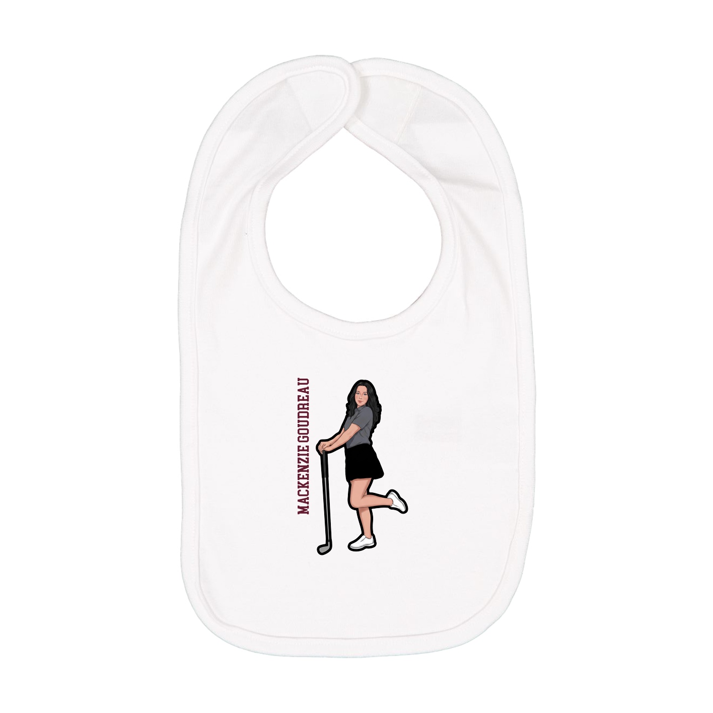 Infant Bib — Name Vertical in White