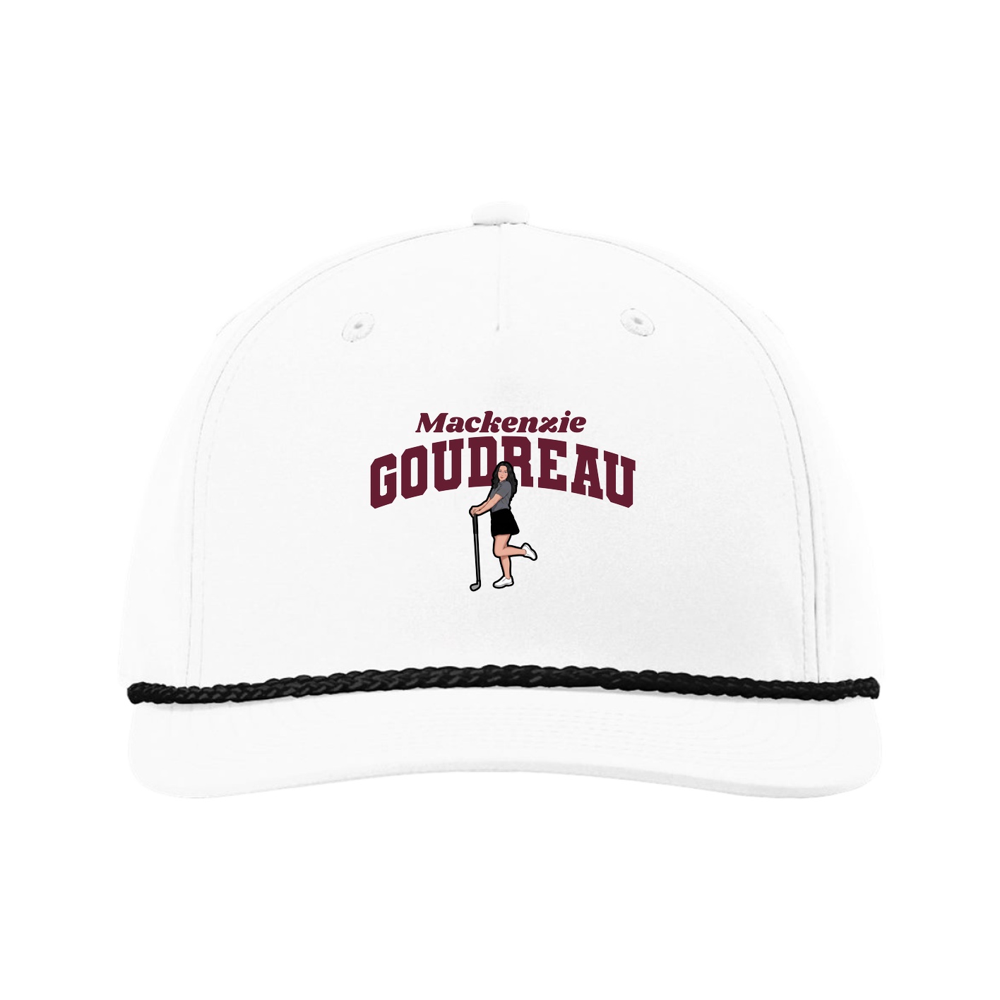 Five-Panel Classic Rope Cap — Signature Arch in White