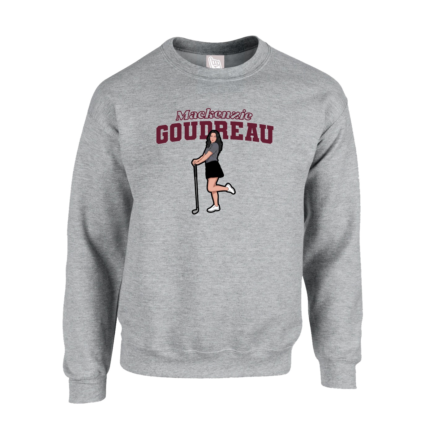 Fleece Crew — Name Arch in Grey