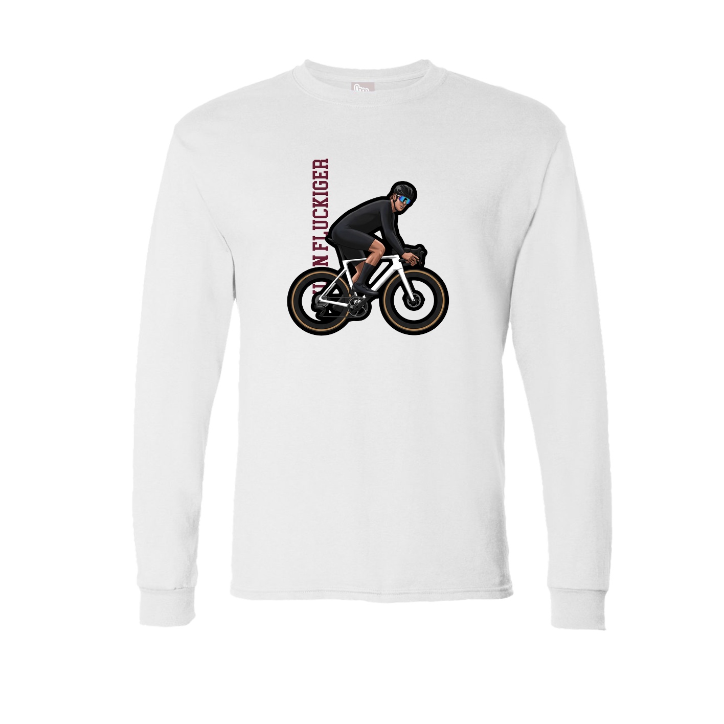 Long Sleeve Tee — Name Vertical in White