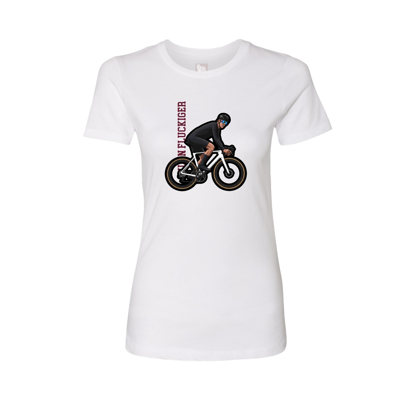 Fitted Women's Tee — Name Vertical in White