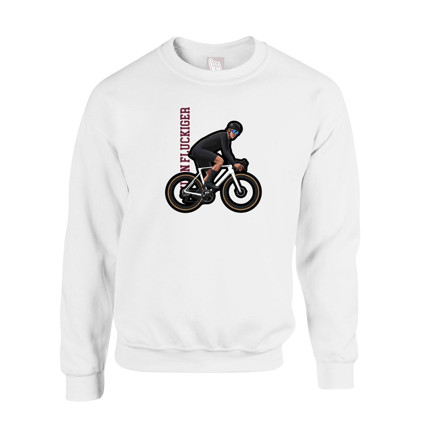 Fleece Crew — Name Vertical in White