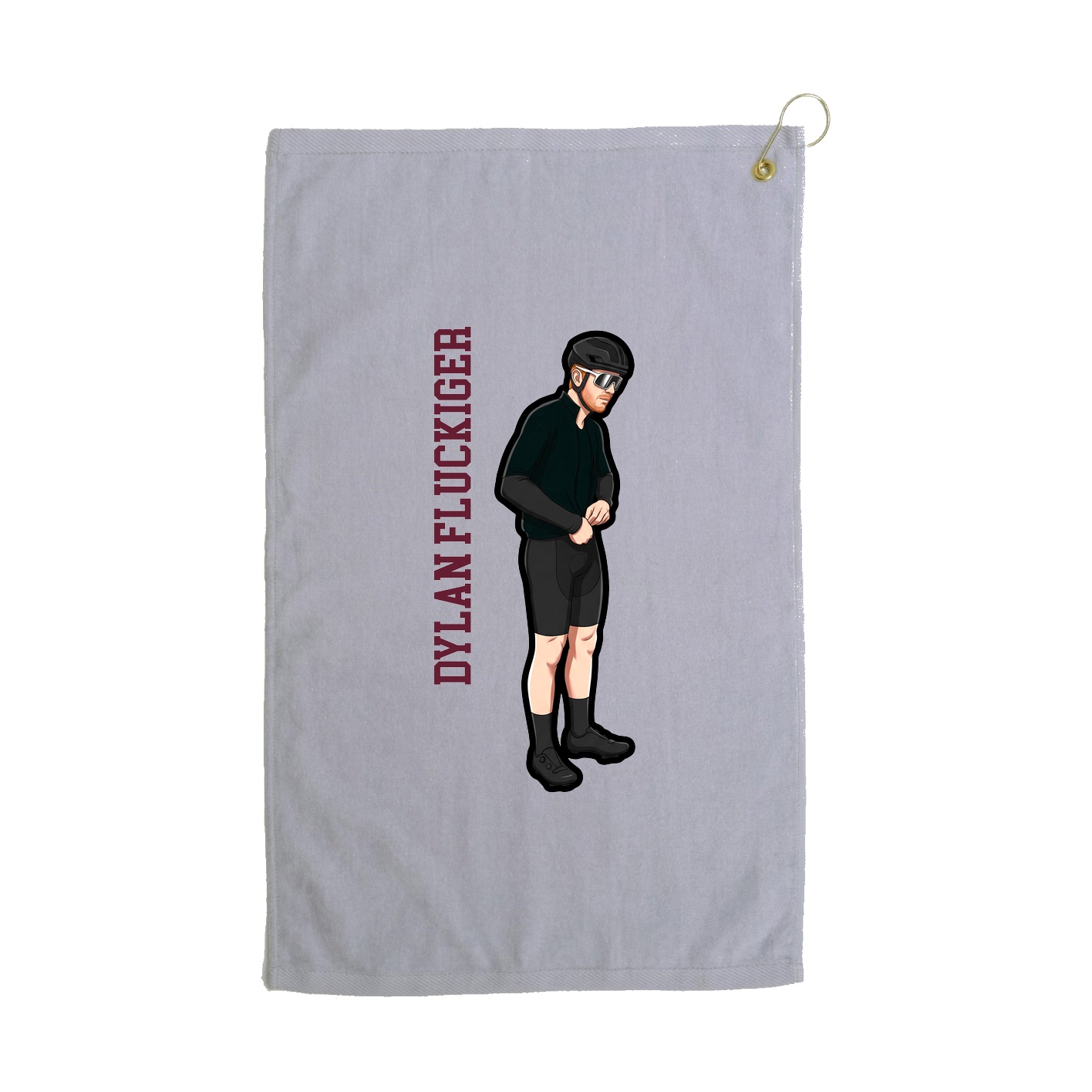 Golf Towel — Name Vertical in Grey