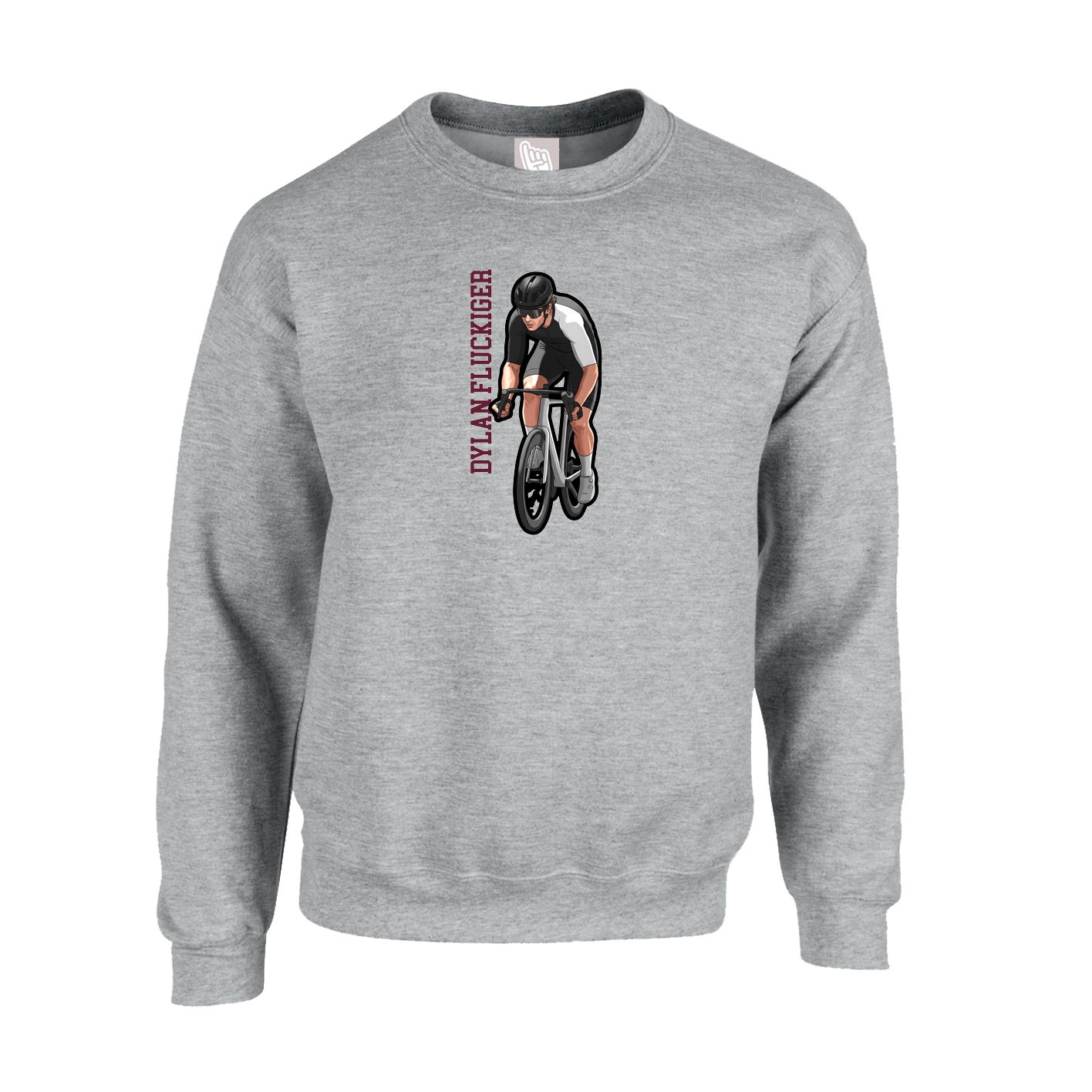 Fleece Crew — Name Vertical in Grey