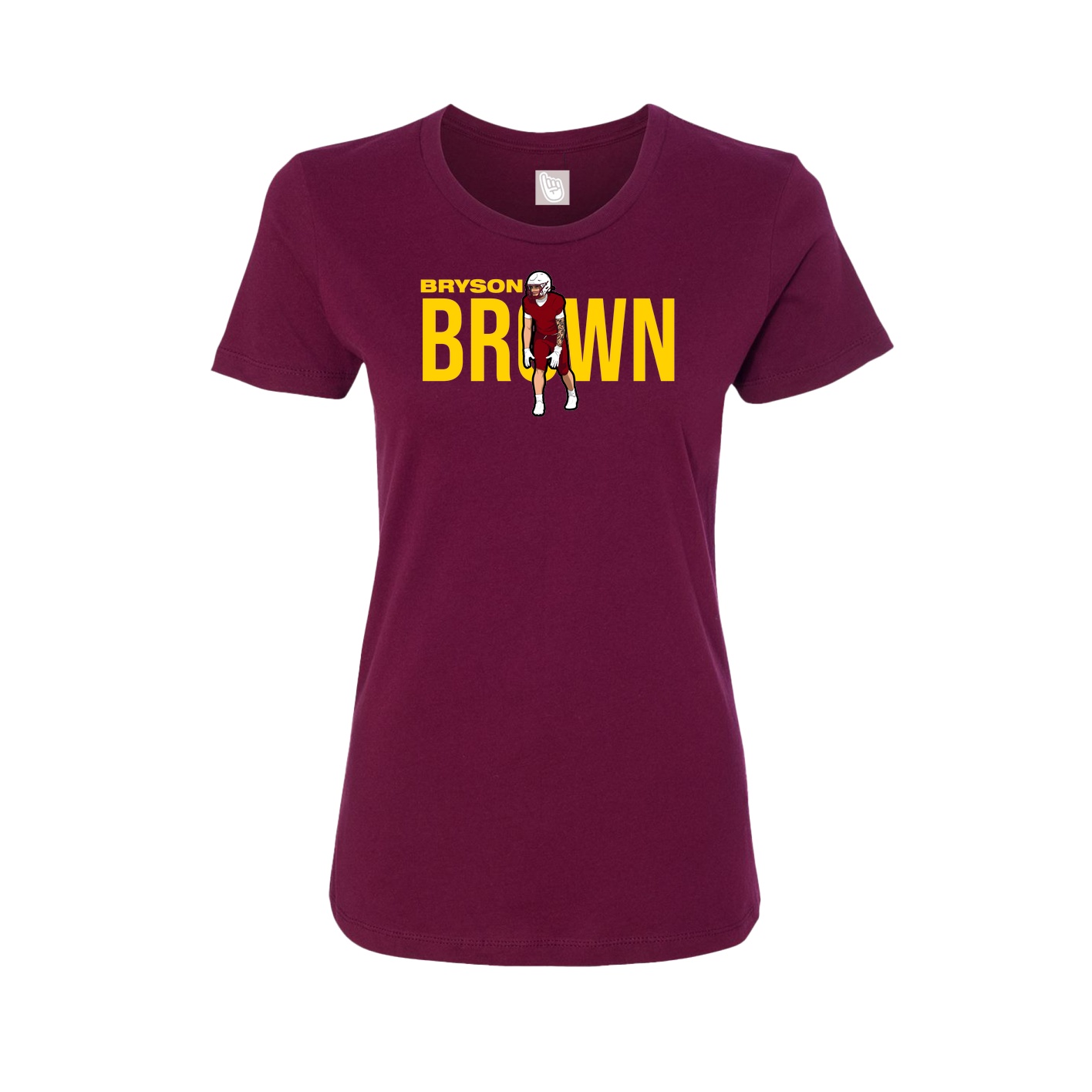 Fitted Women's Tee — Player Name in Maroon