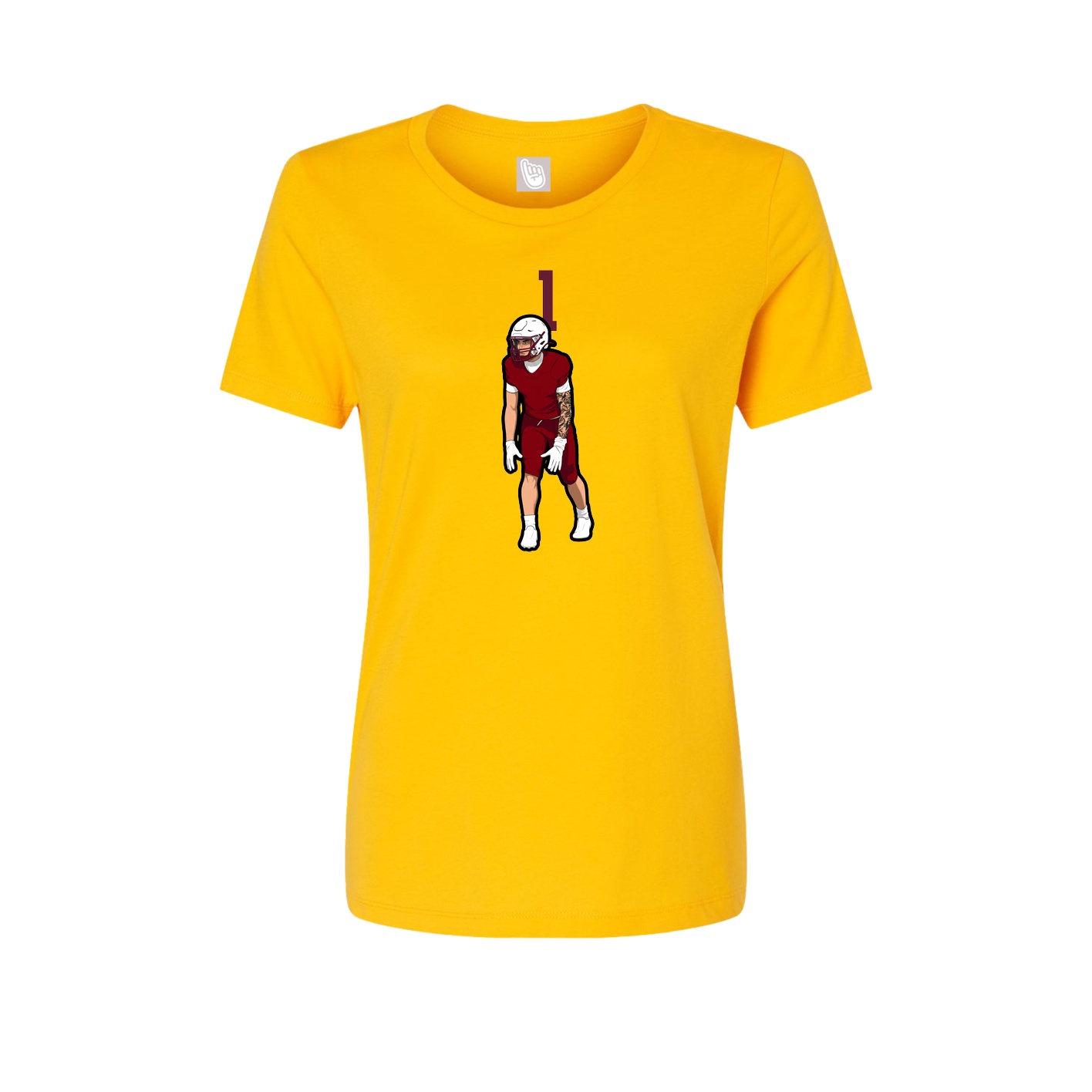 Fitted Women's Tee — Number Top in Gold