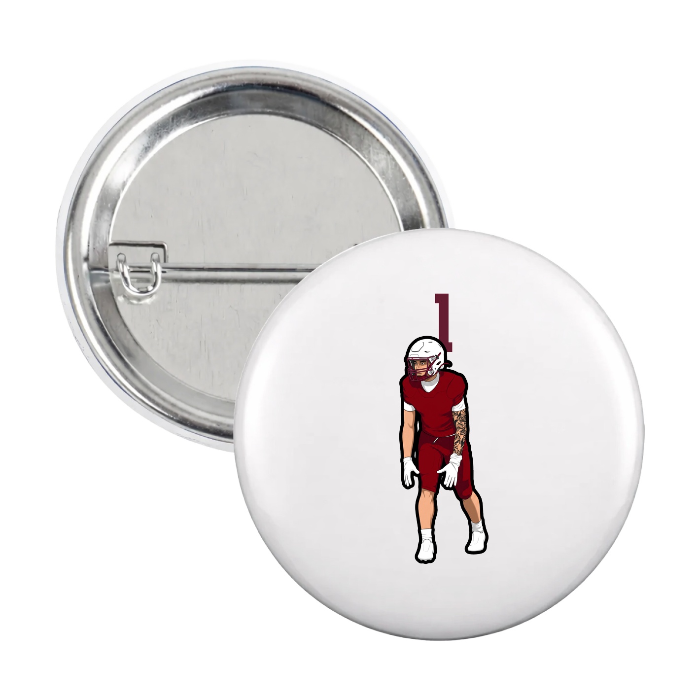 Game Day Button — Number Top in White