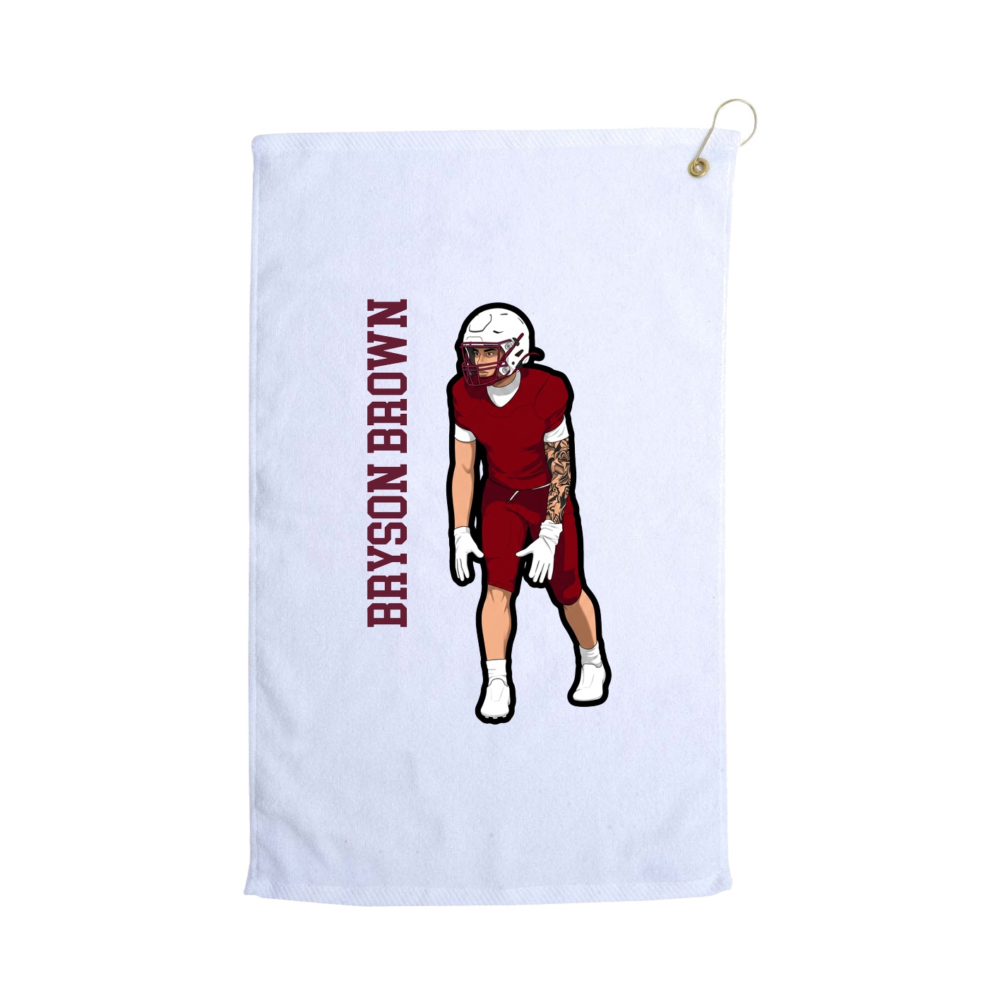 Golf Towel — Name Vertical in White