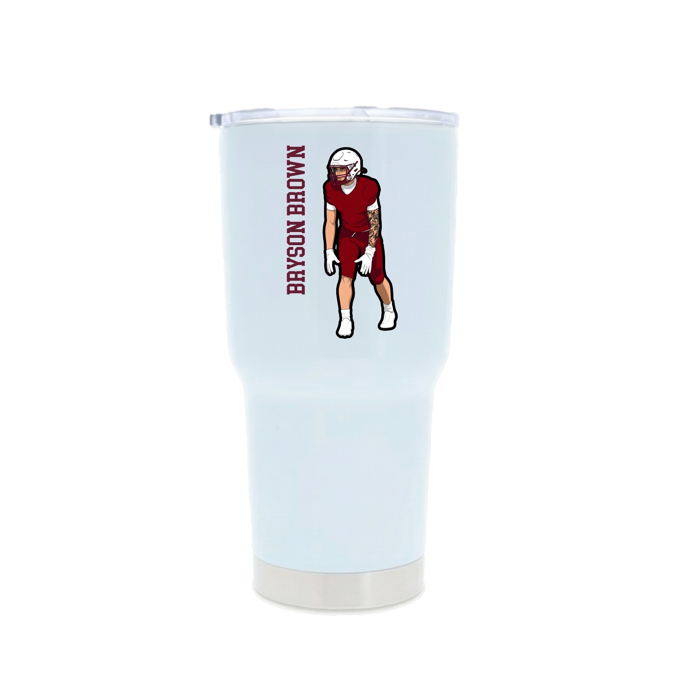 30oz Stainless Steel Tumbler — Name Vertical in White