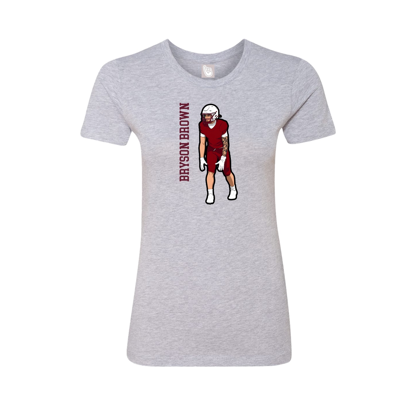 Fitted Women's Tee — Name Vertical in Grey