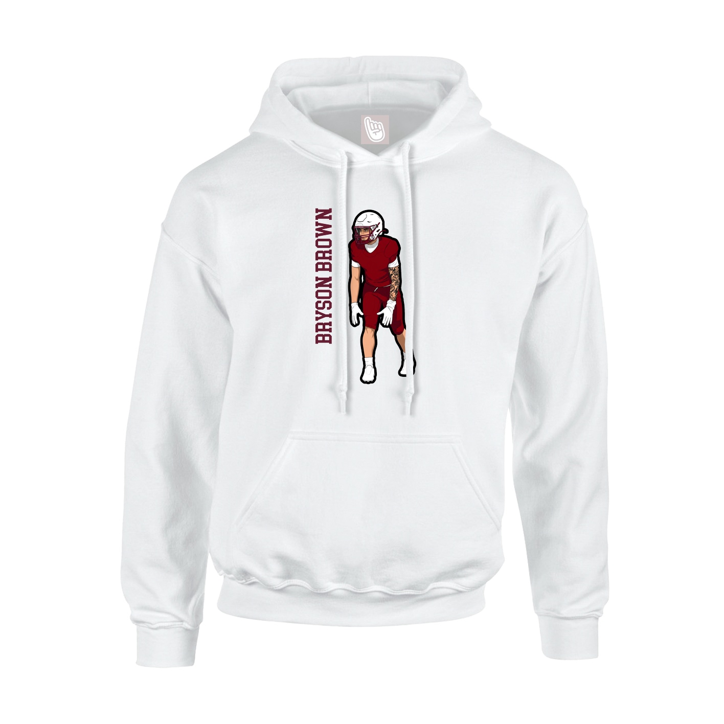 Youth Hoodie — Name Vertical in White