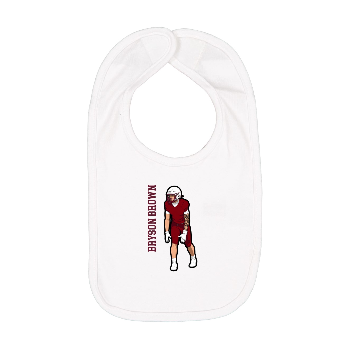 Infant Bib — Name Vertical in White