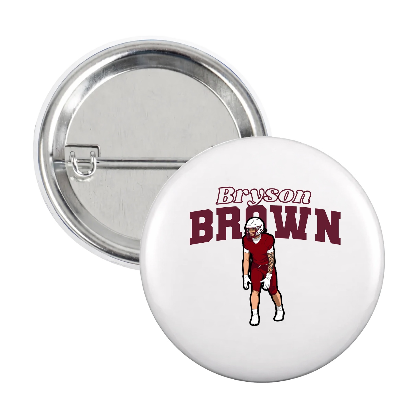 Game Day Button — Name Arch in White