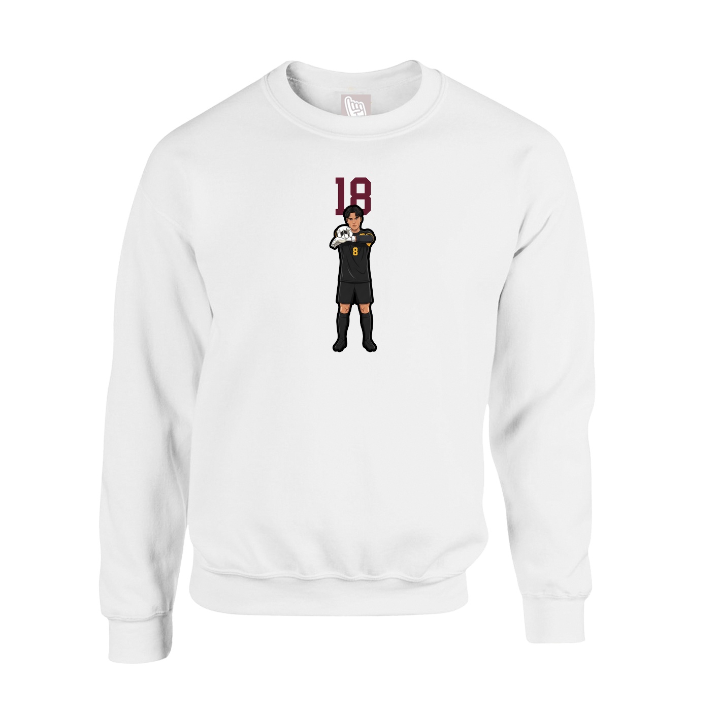 Fleece Crew — Number Top in White