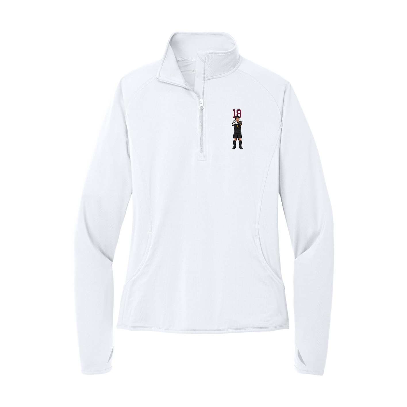 Women's Q-Zip Pullover — Number Top in White