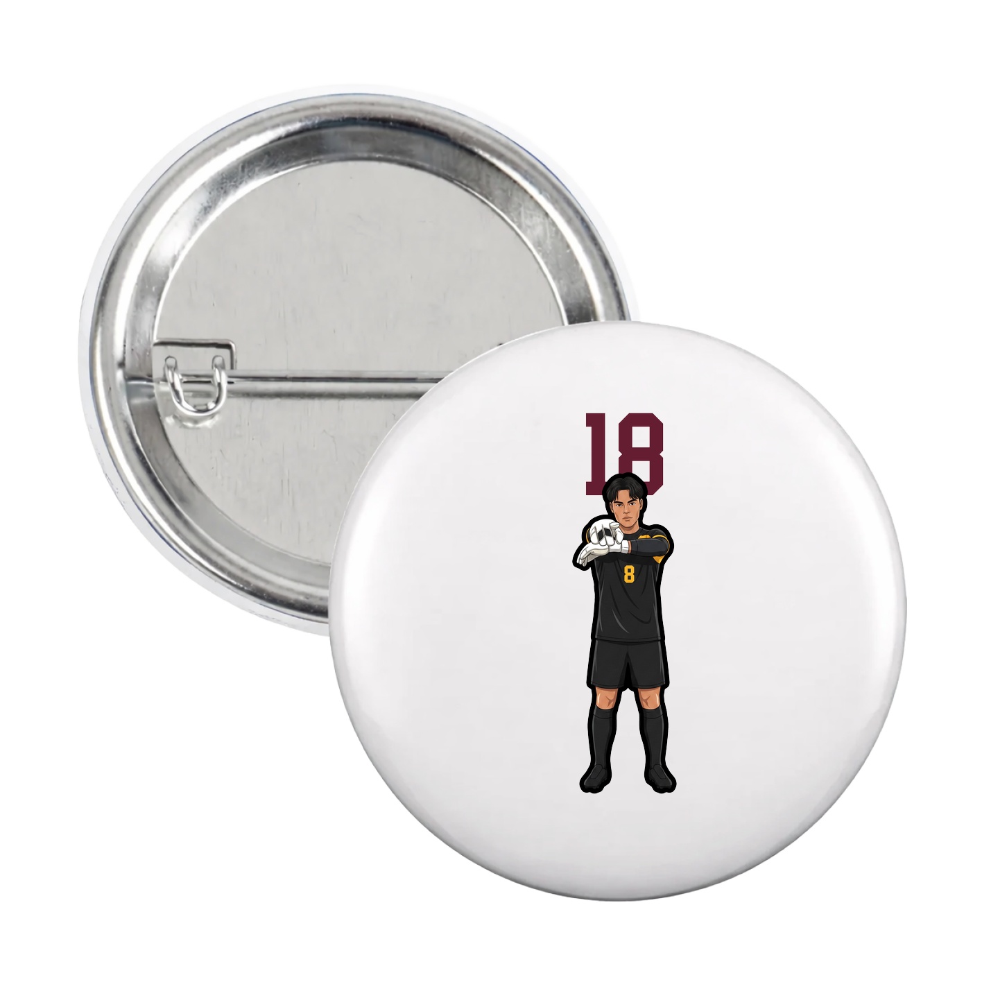 Game Day Button — Number Top in White