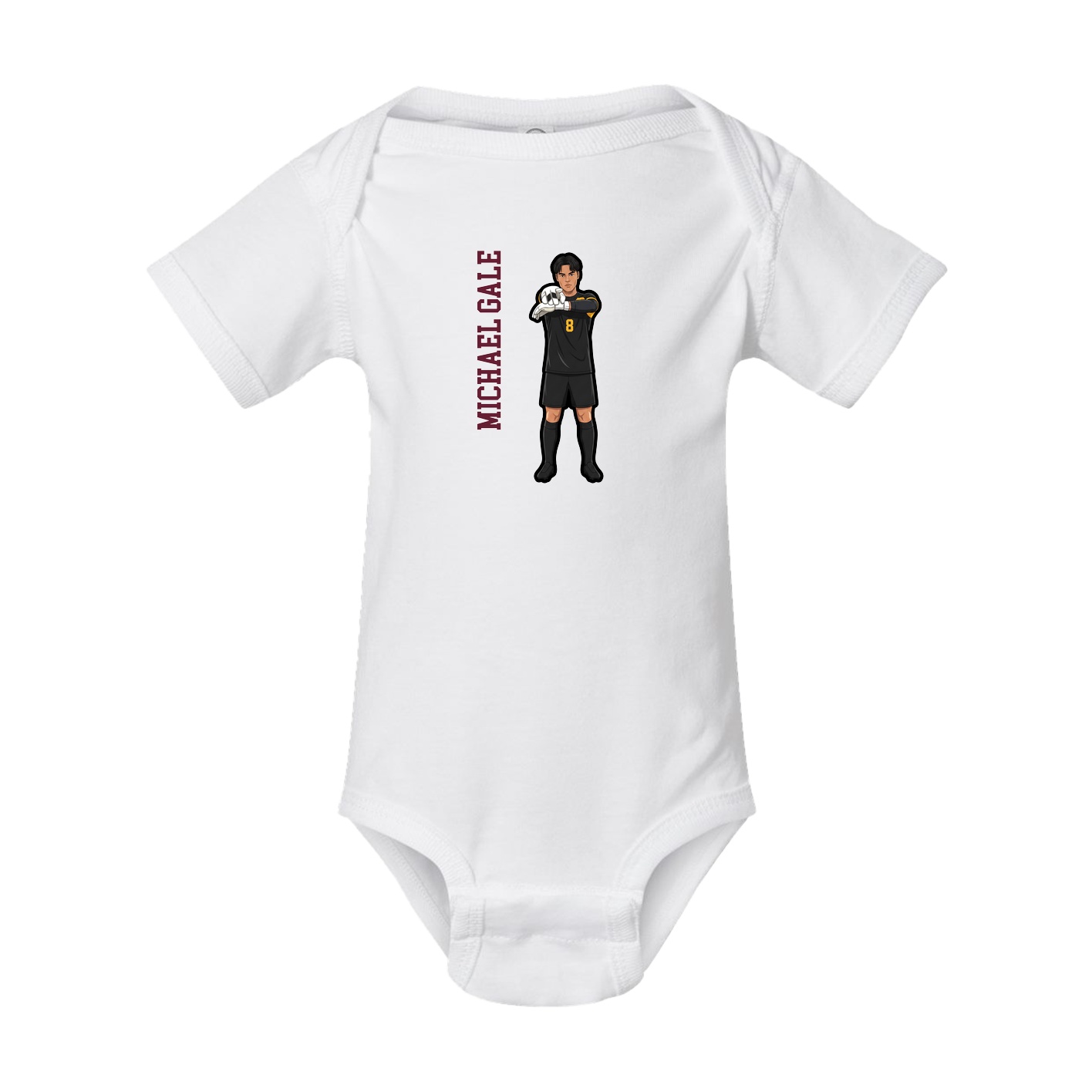 Baby Onesie — Name Vertical in White